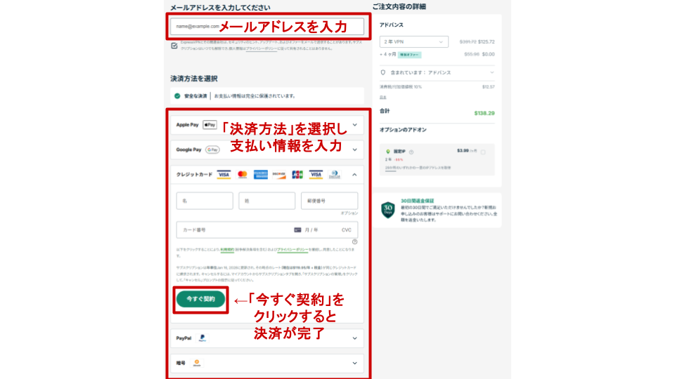 Express VPN決済方法